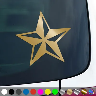 Produktbild von PantherPixel Stern Aufkleber Nautischer Kompass Seefahrt Sticker Auto Geschenkidee Farbe Gold