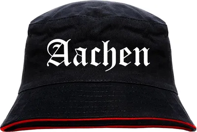 Produktbild von Aachen Anglerhut - Altdeutsche Schrift - Schwarz-Roter Fischerhut L/XL SchwarzRot