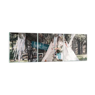 Produktbild von Bilder auf glas - 3 Teile - Jungvermählten Liebe Landschaft - 120x40cm - Glasbilder - Wandbilder - Bilder - Wanddekoration aus Glas - Glas Bilder - Wandbild auf Glas - GCA120x40-4642