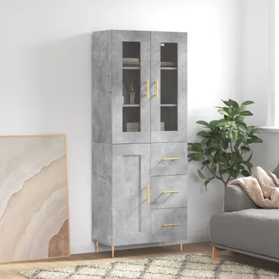 Produktbild von vidaXL Highboard Betongrau 69,5x34x180 cm Holzwerkstoff