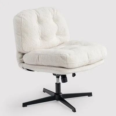 Draaibare relaxstoel, weiß, Cord-Samt, 360° drehbar, höhenverstellbar