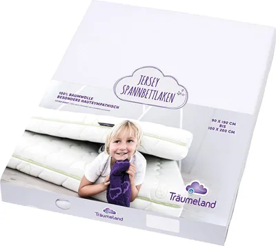 Produktbild von Träumeland TT02007 Spannbetttuch Jersey, weiß 90 x 200 + 90 x 190 cm