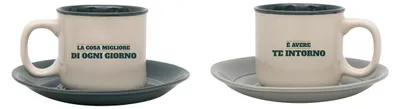 2 Espressotassen aus Keramik mit Untertassen, 9 cl