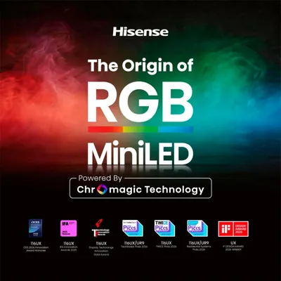 Produktbild von Hisense 85 '' UR8DS | RGB MiniLED Smart TV 4K 180 Hz, 2,16 m (85"), 3840 x 2160 Pixel, RGB-Mini LED, Smart-TV, WLAN, Schwarz