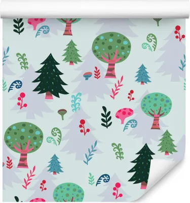 Produktbild von 10m VLIES TAPETE Rolle Kinderzimmer Wald Bäume Blumen Pflanzen Natur XXL
