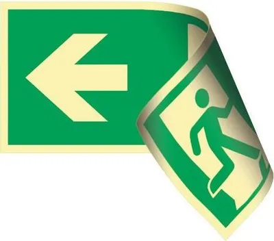 Image de Pictogramme DIN EN ISO 7010 L297xl148 mm Voie de secours gauche/droite double face plastique