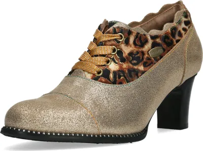 Produktbild von Laura Vita Damen Pumps Leder Schnürpumps mit Blumenmuster Elcodieo 231, Größe:39 EU, Farbe:Gold