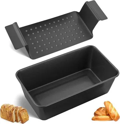 Productafbeelding van Set van 2 rechthoekige broodbakvormen 24 x 14 x 6,5 cm voor brood, vleespasten en cakevormen