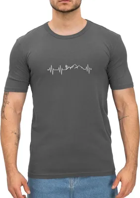 Produktbild von Spreadshirt Mountainbike EKG Fahrrad Bike Berge Herren Slim Fit T-Shirt, M, Graphite