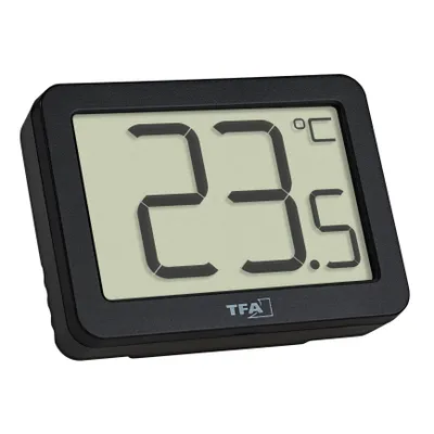 A digital thermometer displaying the temperature.