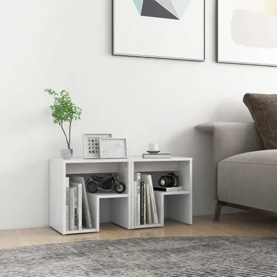 Image de vidaXL Tables de nuit 2 pcs. Blanc 40x30x40 cm Bois composite