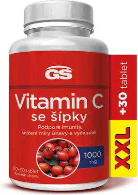 Zdjęcie produktu dla GS Witamina C1000 z owocami dzikiej róży, 120 30 tabletek