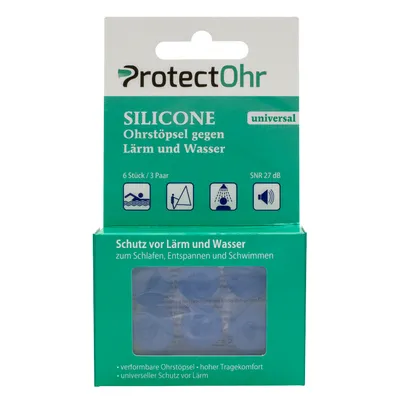 Produktbild von ProtectOhr Silicone Universal Ohrenstöpsel aus Silikon, Verpackungseinheit:3 Paar