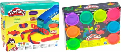 Produktbild von Play-Doh Fun Factory Knetpresse mit 8er Pack Neon Knete im Set