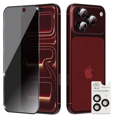 Obrázok produktu pre 1-balenie iPhone 18 Pro Privacy Ochranné sklo na displej Privacy & 1-balenie ochrana objektívu - Tvrdené sklo 9H - Super kvalita 3D