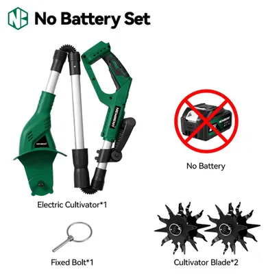 Image de Fraise rotative électrique pour le sol - Cultivateur à batterie 21V - Largeur de travail : 200 mm - Profondeur de travail : 150 mm - Compatible avec une batterie 21V - Sans batterie