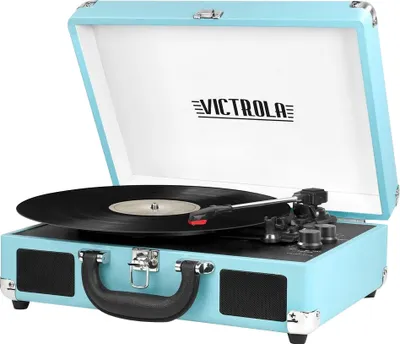 Produktbild von Victrola VSC-550BT, Audio-Plattenspieler mit Riemenantrieb, Schwarz, 33 1/3,45,78 RPM, Drehregler, J-förmiger Tonarm, 3 W