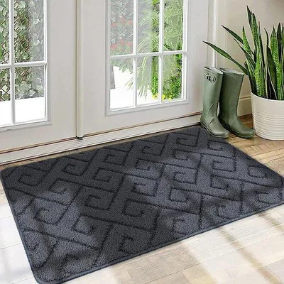 Produktbild von Unyqoos® Schmutzfangmatte 50 x 80 cm, Grau – Innen-Fußmatte aus Polypropylen, 100% TPR-Antirutschrücken, waschbar, wasserabsorbierend, flach (0,8 cm)