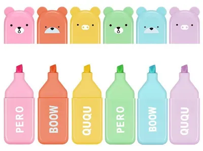 Immagine prodotto di Set di 6 evidenziatori colorati, mini, a forma di orsetto, ideali per scuola, università e ufficio