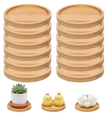 Produktbild von Holzuntersetzer Bambus 12 Stück Ø 9,5 cm für Kerzen & Gläser