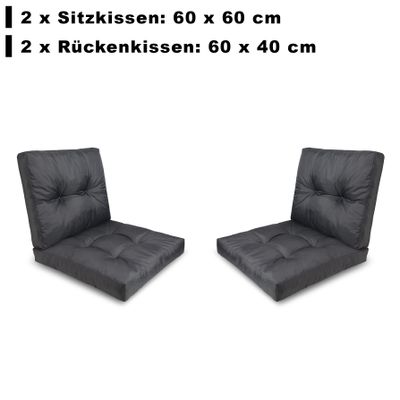 Sitzkissen 60 cm und Rückenlehne 40 cm Komplettset Grau-210 000