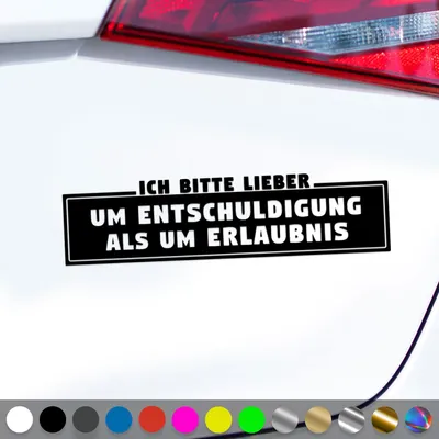 Produktbild von PantherPixel Erlaubnis Aufkleber Verzeihung Entschuldigung Sticker Auto Geschenkidee Farbe Schwarz