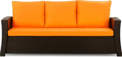 Produktbild von Gartenkissen Set orange – 160x50 + 3x50x56 cm Gartenkissen für ein 2-3-Sitzer-Sofa  Weiche Auflagen für Rattan/Polyrattan – Abnehmbare Bezüge