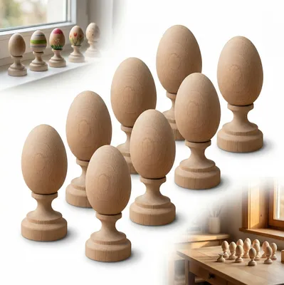 Obrázek produktu pro Sada 10 KOMPLETÓW BUKOWYCH vejce 6 cm + podstavec 3,5 cm základna pro DECOUPAGE