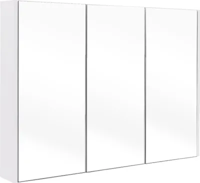 Zdjęcie produktu dla COSTWAY Szafka z lustrem Łazienka Szafka z lustrem Szafka ścienna Lustro frontowe Meble łazienkowe 90x65x11cm, 3 drzwi
