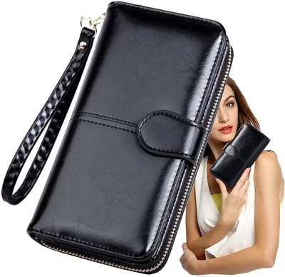 Obrázek produktu pro Dámská peněženka - Elegantní design - Ideální dárek - Prostorná peněženka - Černá barva