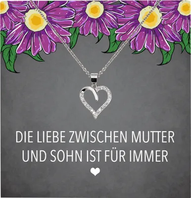 Produktbild von 22Feels Echt Silber Halskette - Mama Geschenk von Sohn Geburtstag und Muttertag Mutter Schmuck Set für Frauen - Herz Anhänger, Karte