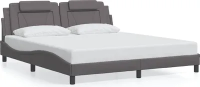 Image de vidaXL Cadre de lit "Viana" sans matelas Gris 180x200 cm Similicuir