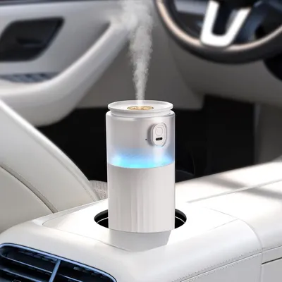 Produktbild von Tragbarer Mini-Luftbefeuchter, kleiner Auto-Luftbefeuchter mit kühlem Nebel und Nachtlicht, 28 dB leiser Luftbefeuchter mit kühlem Nebel