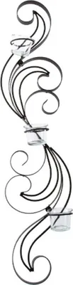 Produktbild von Casa Padrino Designer Wandteelichthalter Schwarz 16 x 9 x H. 74 cm - Metall Wanddeko mit Teelichthaltern aus Glas