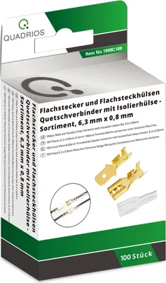 Produktbild von Flachstecker/Flachsteckhülsen Set, 6,3 x 0,8 mm/ 1,5 -2,5 mm², 100 teilig