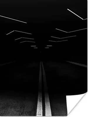 Produktbild von MuchoWow® Poster Schwarz - Weiß - Straße - Tunnel 60x80 cm - Schlafzimmer Dekoration