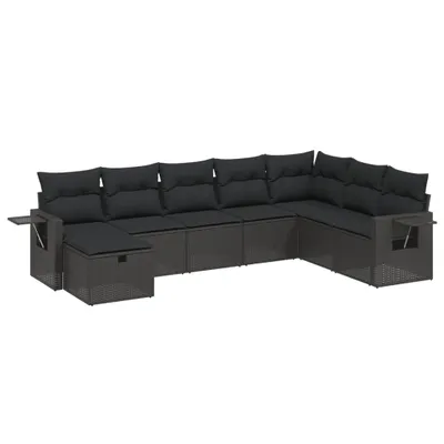 Produktbild von vidaXL 8-tlg. Garten-Sofagarnitur mit Kissen Schwarz Poly Rattan