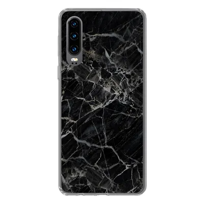 Produktbild von MuchoWow® Handyhülle Schutzhülle Hülle für Huawei P30 Marmor - Schwarz - Weiß Silikon Softcase Handy Hülle - Kartenbesitzer