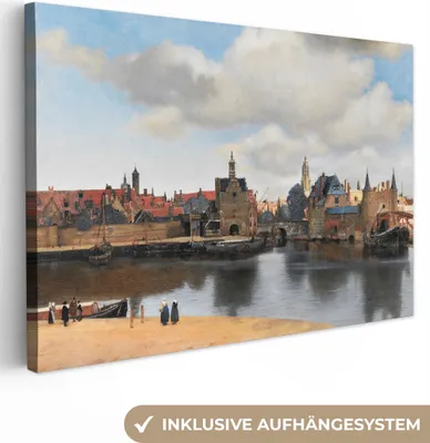 Obrázok produktu pre MuchoWow® - Plátno - Vermeer - Mesto - Starí majstri - Umenie, nástenný obraz, nástenné dekorácie obrazy obývacia izba, 60x40cm