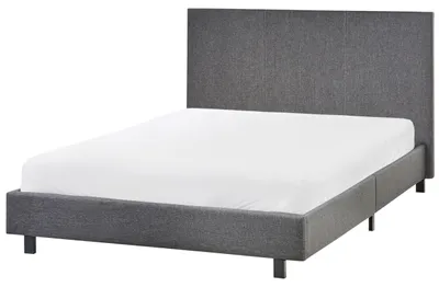 Obrázok produktu pre BELIANI Čalúnená posteľ, látka, sivá, 120 x 200 cm, s roštom, vysoké čelo, moderná spálňa, látková posteľ, posteľový rám