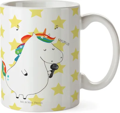 Produktbild von Mr. & Mrs. Panda Kindertasse Einhorn Sänger - Weiß - Geschenk, Party, Pott, Freundin, Mehrwegbecher, Einhörner, Unicorn, Fest, Kinderbecher, Trinklernbecher, Geburtstag