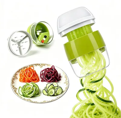 Spiralschneider 4-in-1 für Gemüse, Zucchini, Karotten, manuell, BPA-frei