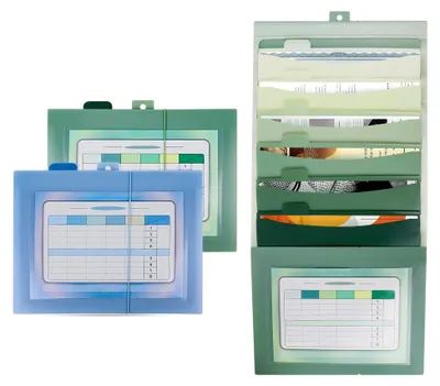 Produktbild von 2 Stück Hängender Wandorganizer mit 6 Taschen in Grün und Blau