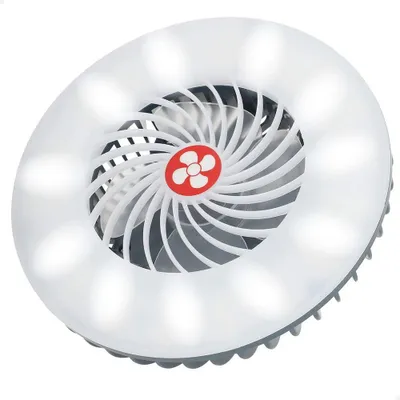 Image de Lampe LED portable rechargeable avec ventilateur et chargeur USB, argentée. Une taille unique