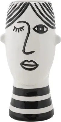 Produktbild von Mauro Ferretti Vase Gesicht 13,2x11,8x26,3 cm weiß schwarz