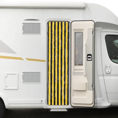 Produktbild von Moritz Flauschvorhang aus Chenille 56 x 185 cm schwarz gelb Türvorhang als Fliegenschutz Insektenschutz für Camping Wohnwagen
