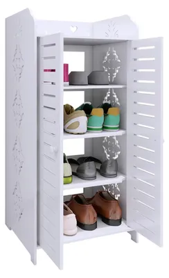 Image de Étagère à chaussures avec porte et plusieurs niveaux, idéale pour un rangement optimisé
