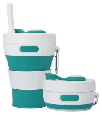 Imagen del producto de Vaso plegable para camping con pajita, 450 ml