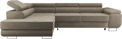 Image de Canapé d'angle Fidel avec fonction sommeil - Canapé avec coffre de rangement, Canapé d'angle, Forme L, Ottomane gauche, Beige