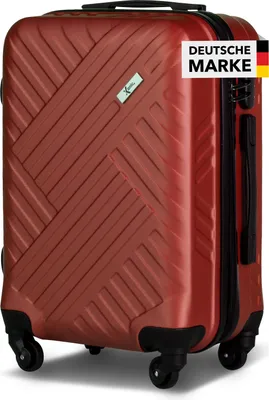 Produktbild von Xonic Design Reisekoffer mit Rollen– ABS Hartschalenkoffer mit 360° Leichtlauf-Rollen – hochwertige Koffer Trolleys mit Zahlenschloss in M, L, XL oder Set – Handgepäck Koffer, Suitcase (Weinrot, M)